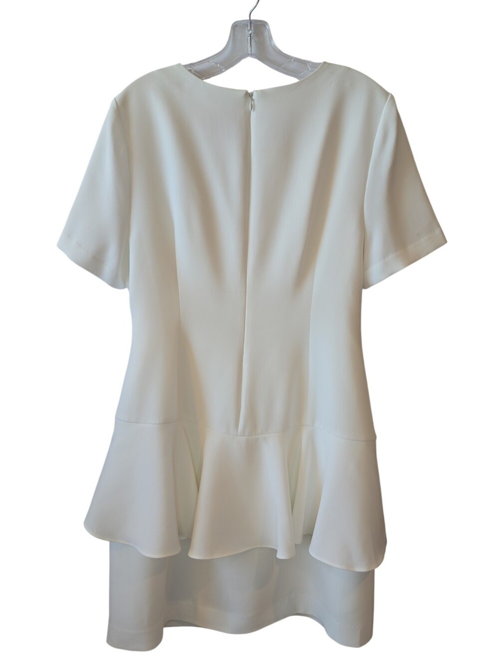 CINQ À SEPT 'Fontaine' Crepe Front-Overlay Flounce Mini-Dress, Ivory - Picture 6 of 7